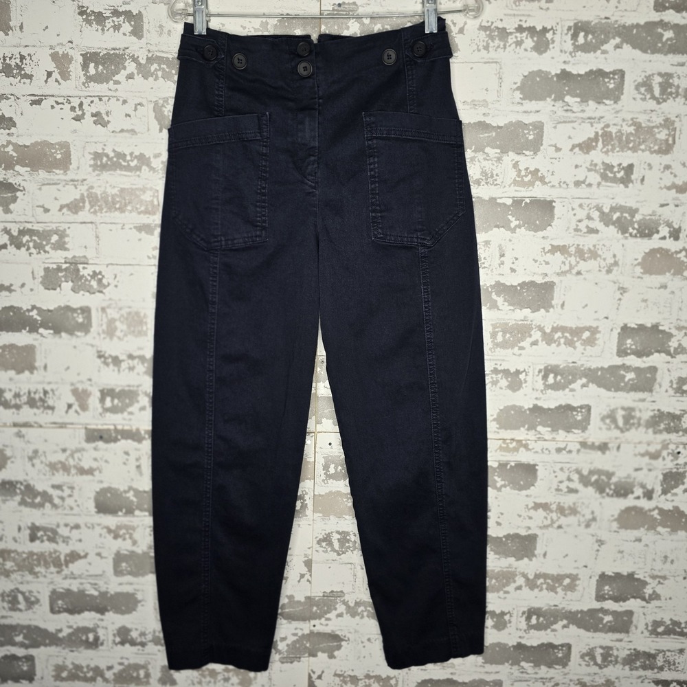 Maeve Pants Womens Size 6 Navy Blue Balloon Coin Pocket Cropped Cotton Stretch
